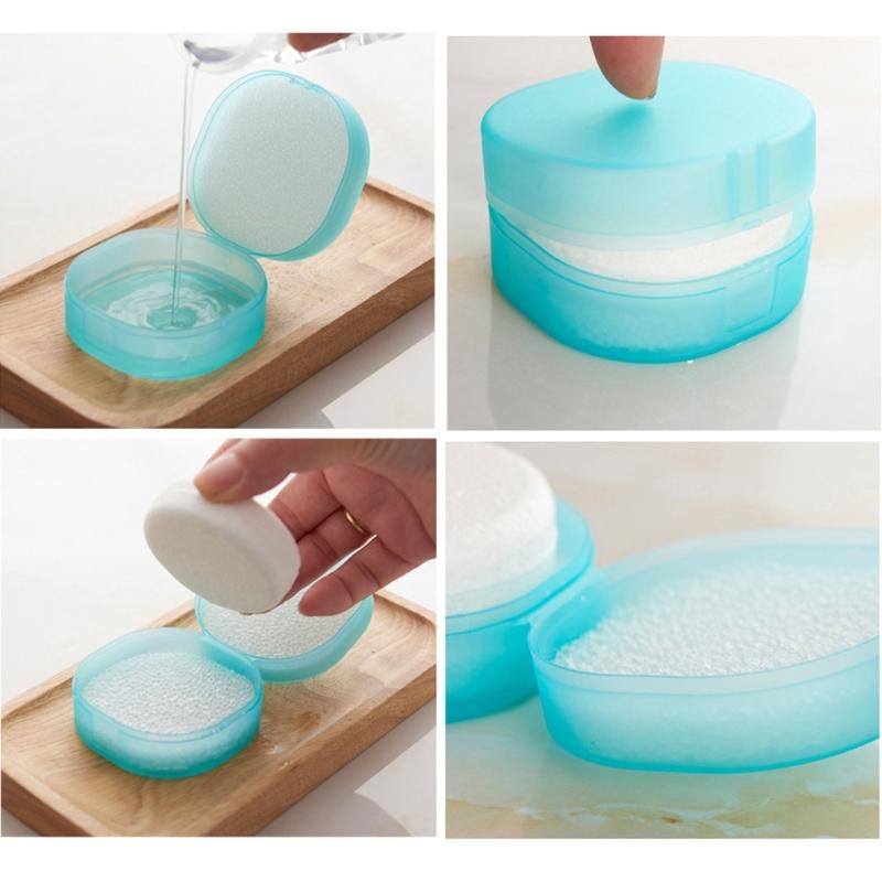 Compact Plastic Makeup Cotton Storage Box Square Design Clear Container Dustproof Lid For Small Spaces Travel