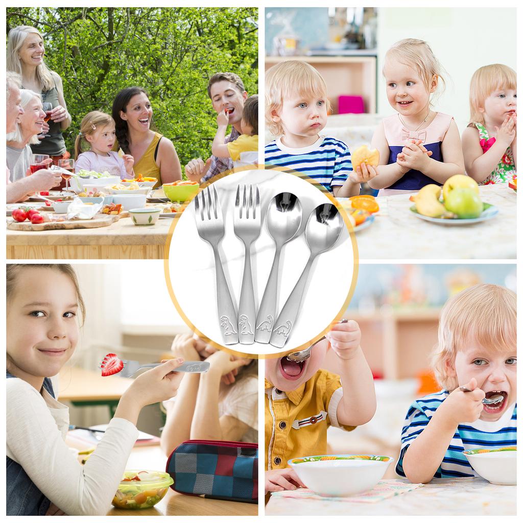 10/20Pcs Kids Silverware Set Stainless Steel Kids Fork Spoon Set Funny Dinosaur Flatware Set for Children Toddler Accessories