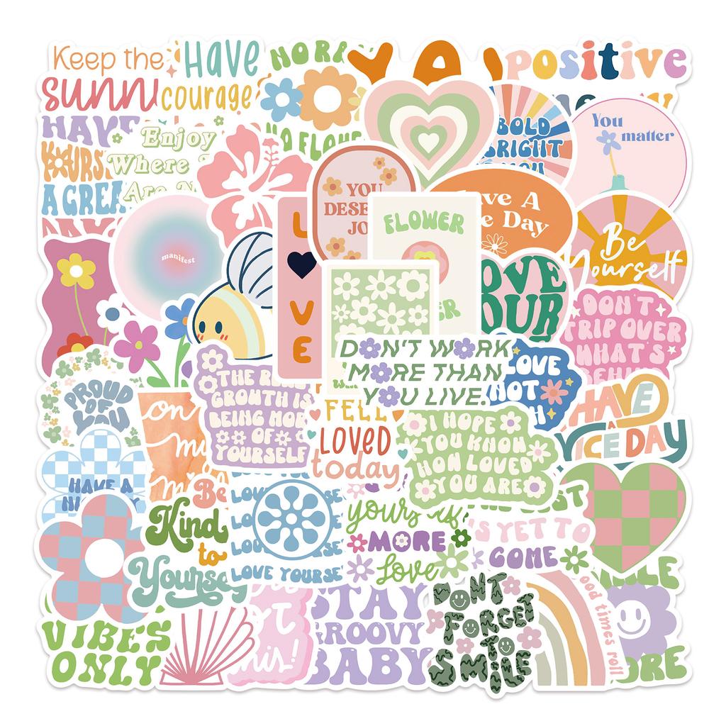 50 Inspirational Sentences Danish Pink Stickers Decorate Suitcase Notebook Waterproof Guitar Not To Be Repeated