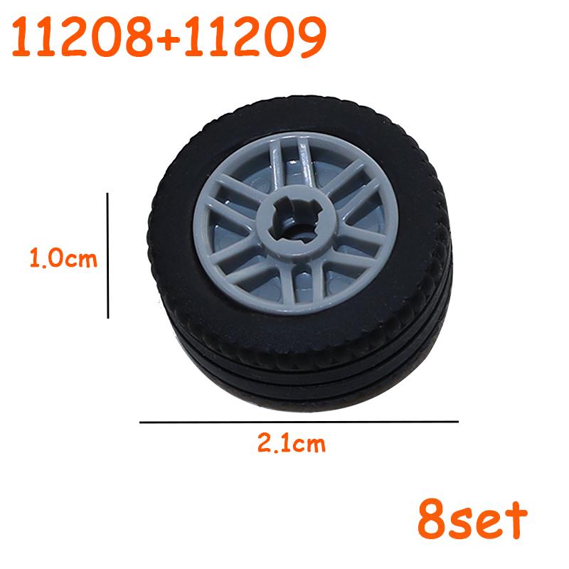 Full-size Tire Wheel Cross Hole Set Car Truck Wheels Hub Technical Bricks MOC Motorcycle Tyre & Rim Construction Building Blocks