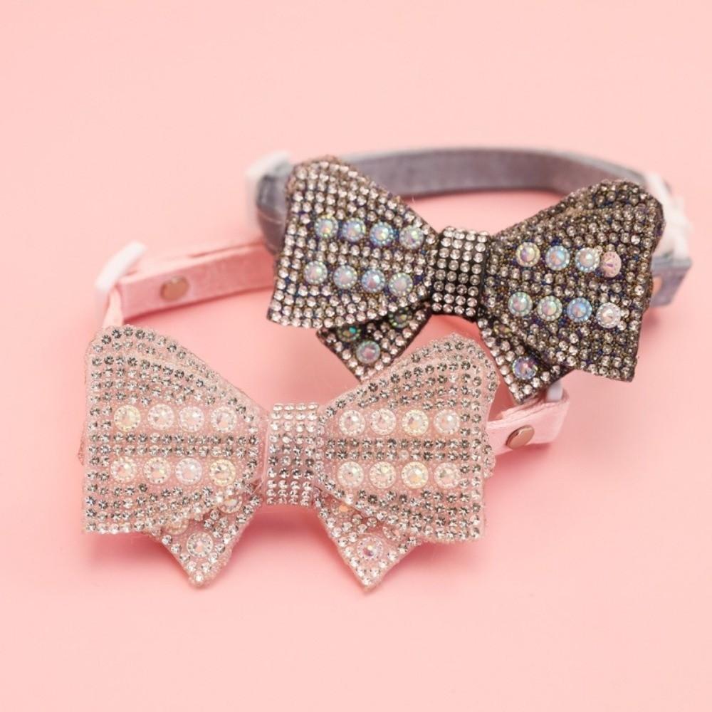 Pet Accessories Sparkling Cat Collar Adjustable Necklace Pet Rhinestone Collar PU Leather Decoration Dog Collar Birthday