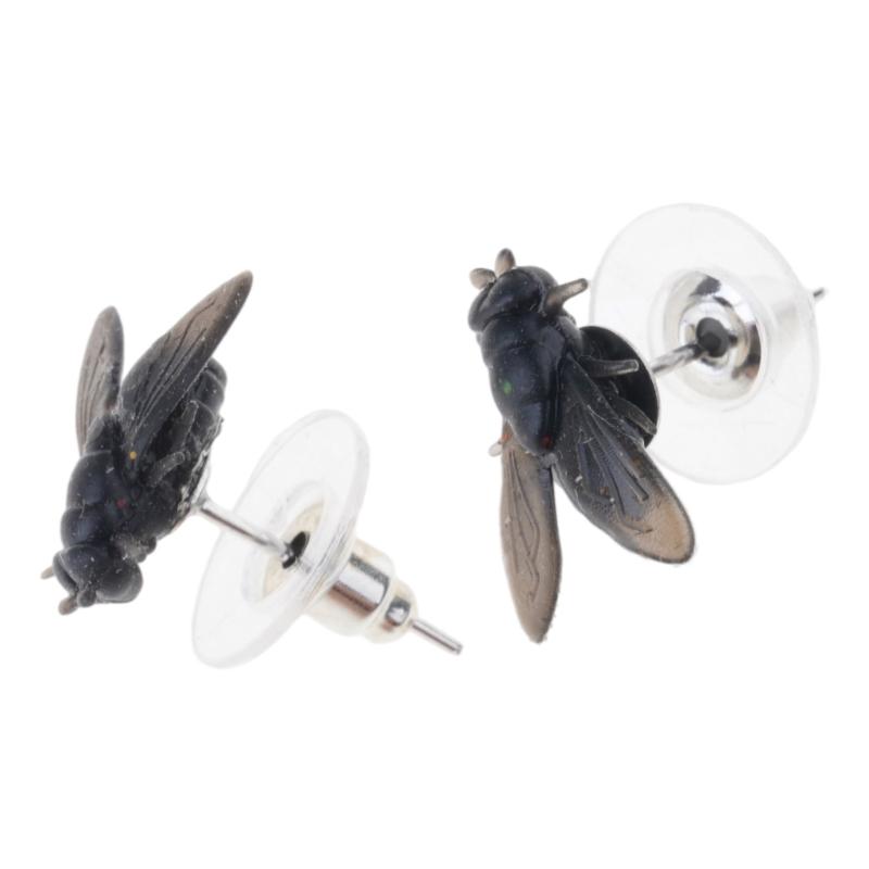 1 Pair Realistic Fly Studs Earrings Ear Jewelry for Women Hilarious Prank and Halloween Party Abstract Jewelry Gifts
