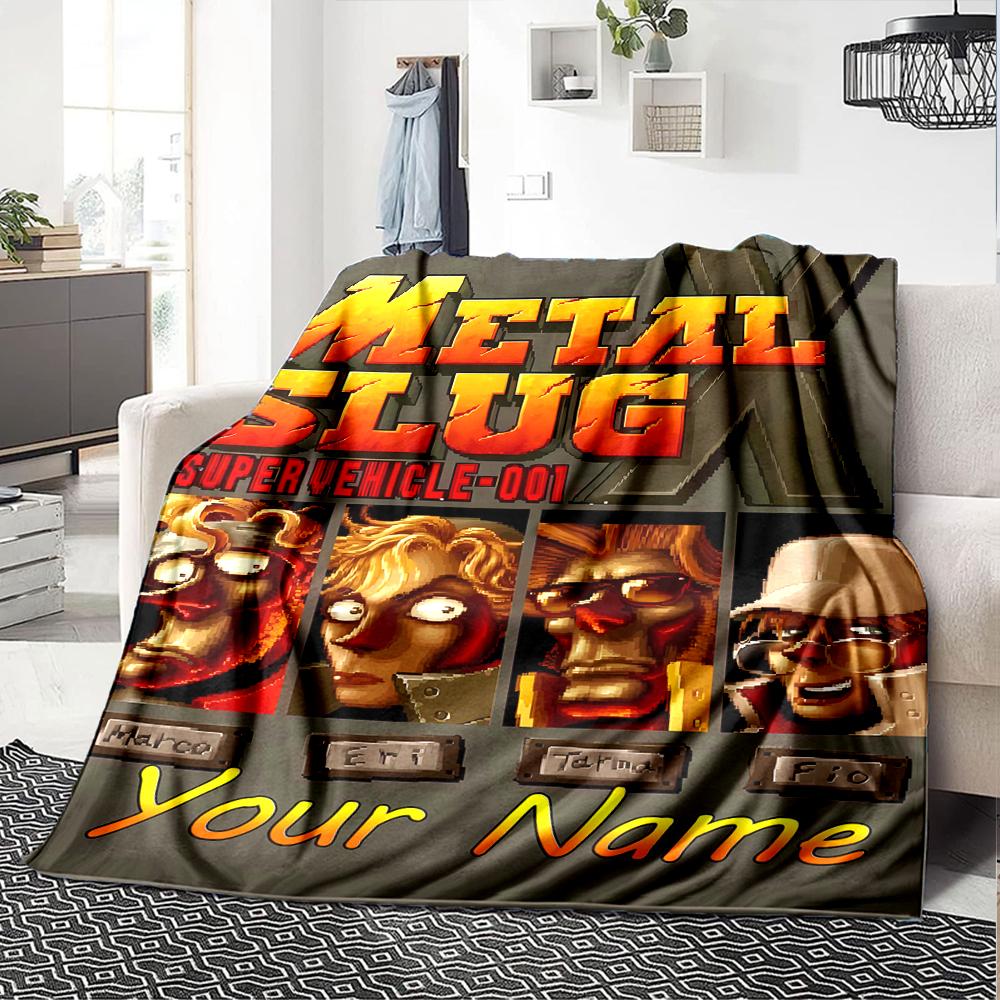 Customiz Name Personality Metal Slug  Blanket Soft &Warm Sofa Office Bed Travel Lunch Break Blanket, Gift Suitable All Seasons
