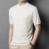 Men's Semi-turtleneck Short-sleeved Sweater Solid Color Casual Knitwear Trend Middle-aged Thin Woolen Pullover Base