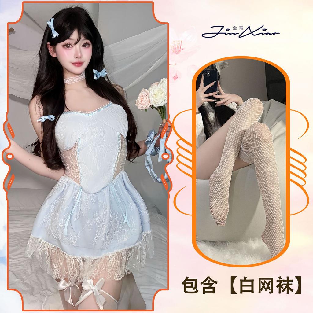 Sexy underwear, sexy suspender dress, women's clothing, sweet and pure lace, hollow and thin tutu skirt