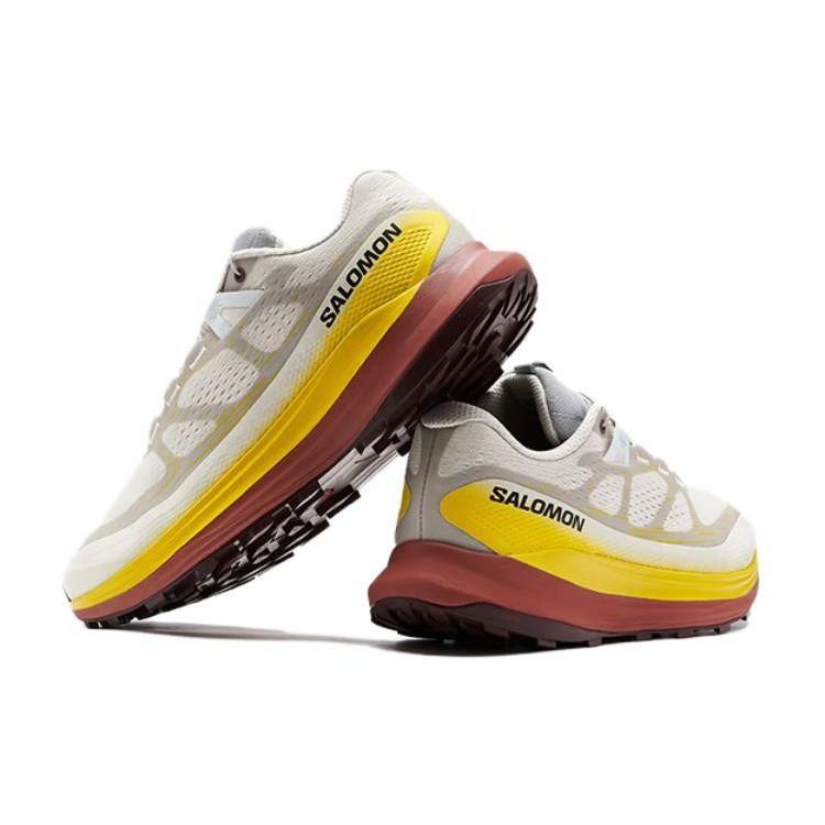 SALOMON Ultra Glide 2 Trendy Comfortable Versatile Fabric Non-Slip Durable Low-Top Rubber Trail Running Shoes Men Sneaker Beige Red 472122