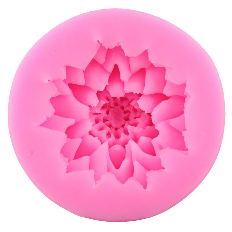 3D Lotus Krysantemum Blomster Bryllupskake Dekorasjonsverktøy DIY Baking Fondant Silikonform Stearinlys Såpeformer
