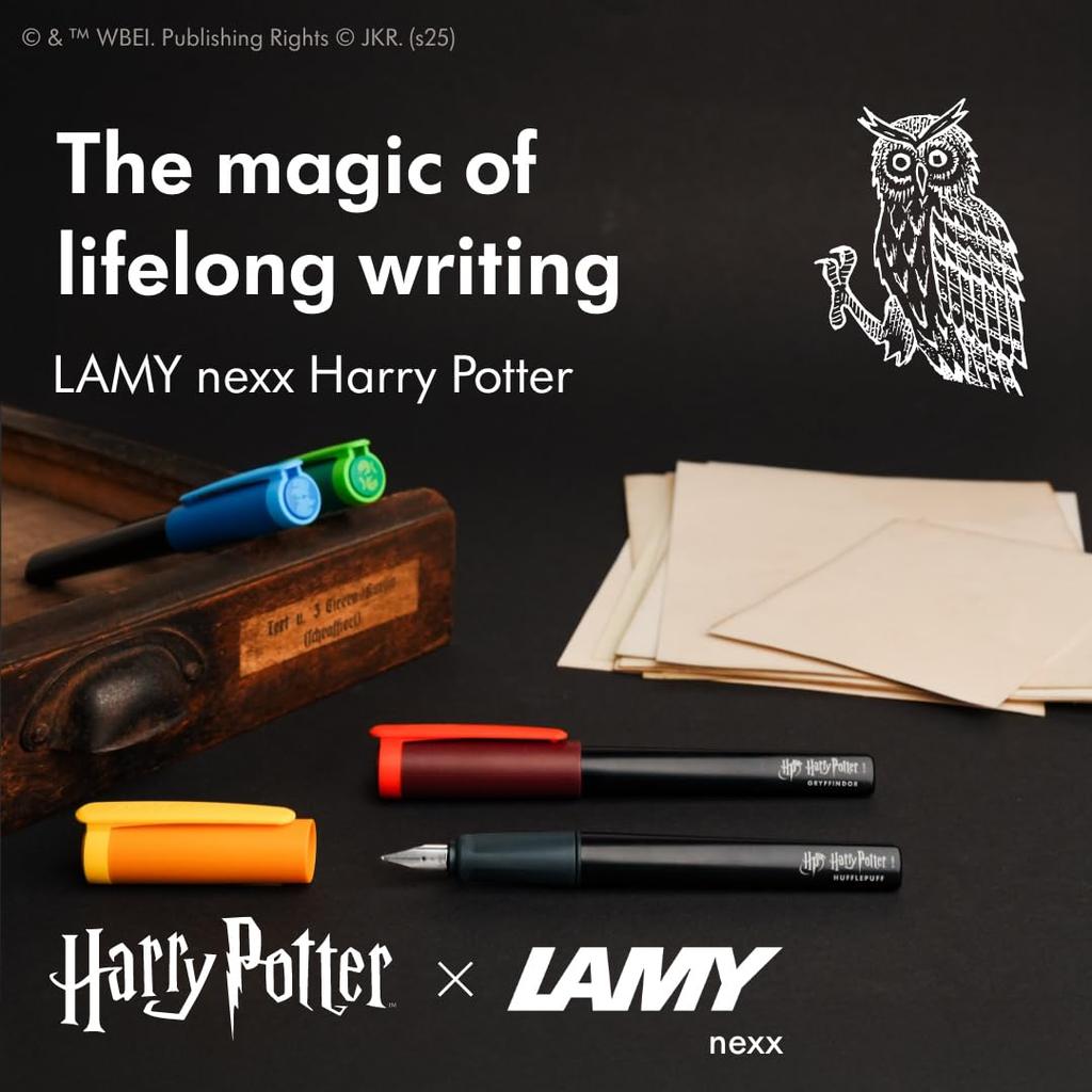 Lamy Nexx Harry Potter Hufflepuff Fountain Pen Special Edition with House Engraving Steel Medium Line Width Aluminum Body T10 Blue Ink Cartridge - -