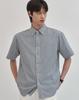 WORK ON BODY OFF Linea Semi-Overfit Striped Short Sleeve Shirt [Blue]