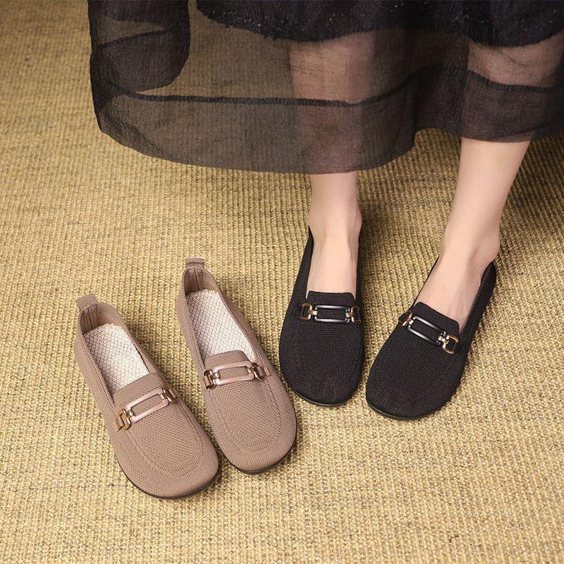 Casual Work Shoes, Flat Mom Shoes, Summer 2025 New Comfortable and Breathable Old Beijing Cloth Shoes for Women