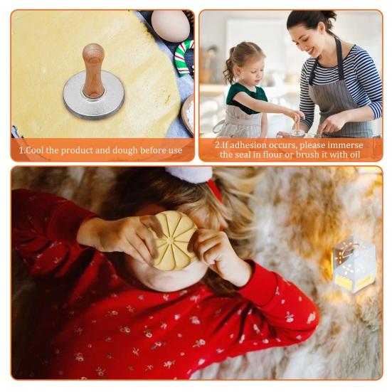 Штамп для печива Нержавіюча форма-вирізка для печива Прес для імбирного печива з дубовими ручками Багаторазові тиснення для печива для домашнього випікання печива та випічки