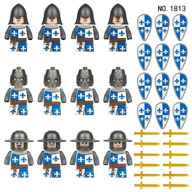 12 stk MOC middelalderske antikke romerske riddere byggeklosser Militærslott soldater figurvåpenskjold Sverdhjelmleketøy