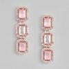 Elegant Estele Square Designer Drop Earrings Rose Gold Plated CZ Mint Pink Stones For Women