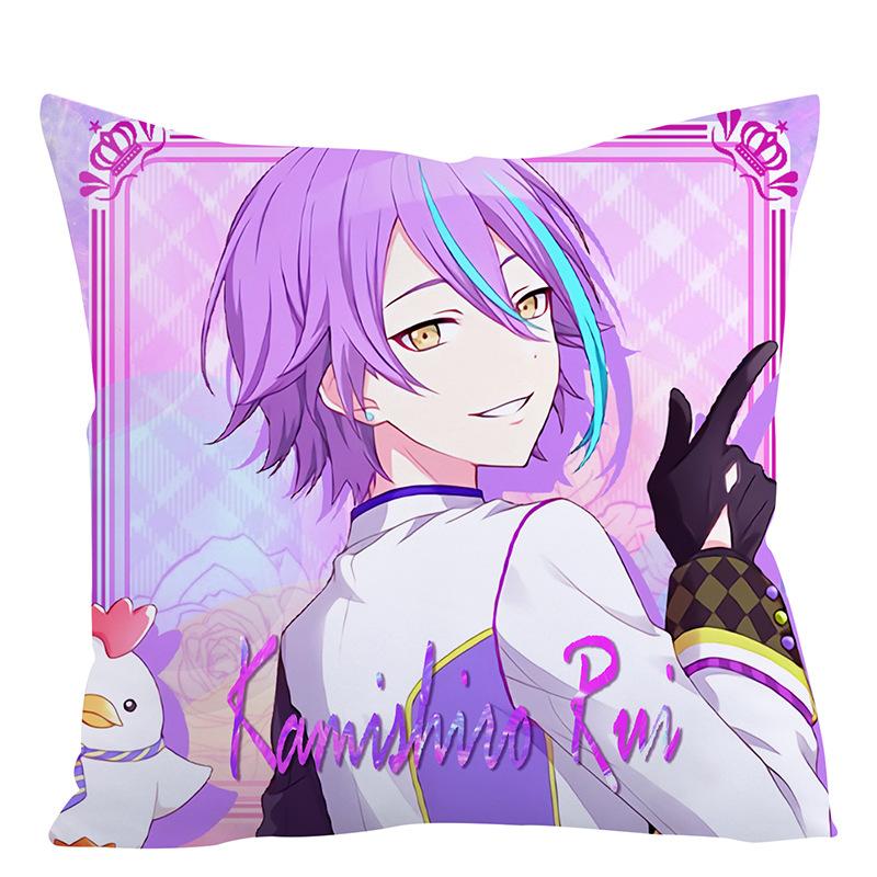 Project Sekai Colorful Stage Feat 3Rd Anniversary Illustration Tenma Tsukasa Kamishiro Rui Otori Emu Cushion Square Pillow Peach skin 18*18(CM)-1Pcs