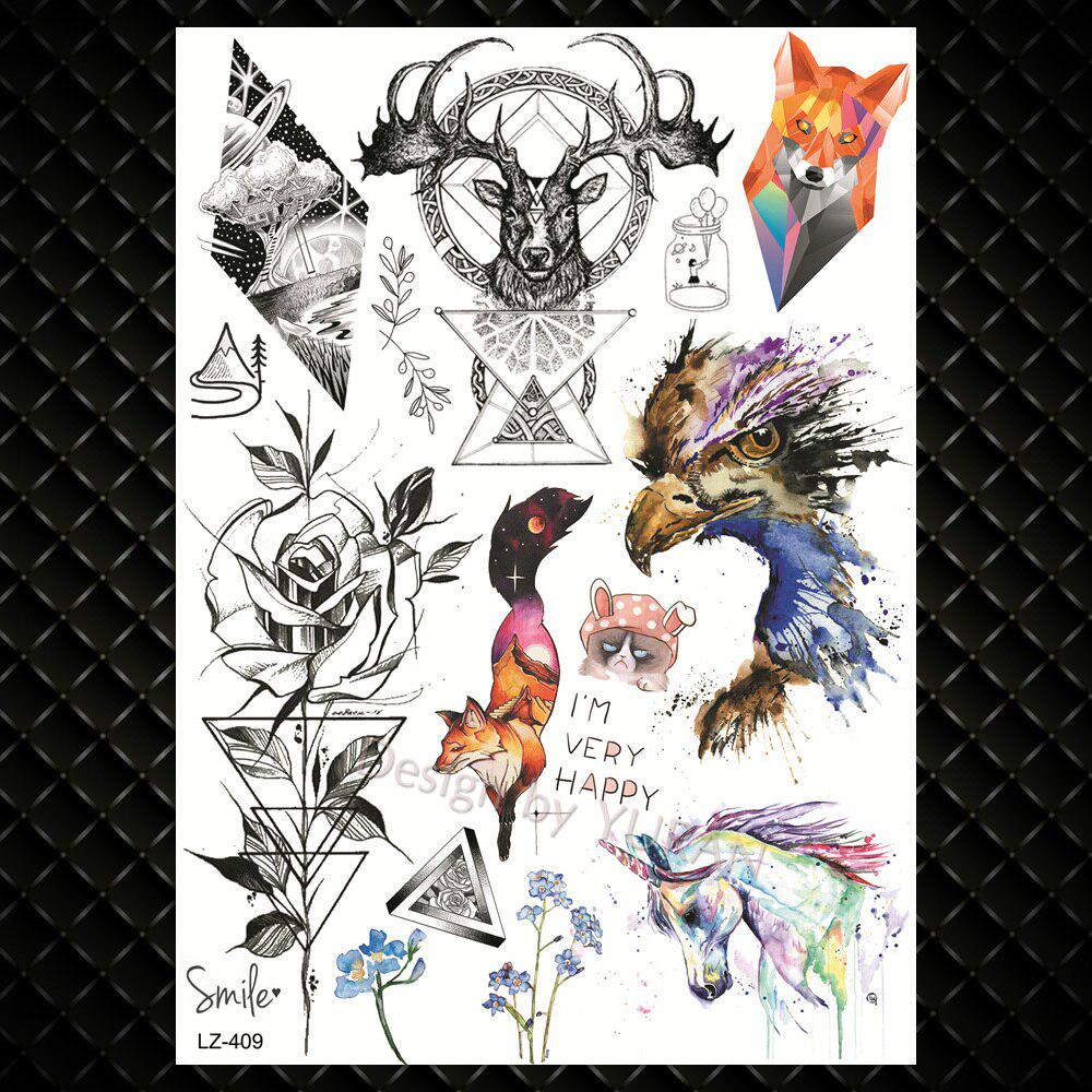 Tigrish Tribal Wolf Temporary Tattoos For Men Women Arm Chest Tattoo Sticker Realistic Fake Waterproof 3D Flash Dreamcatcher Wolf Tatoo Paper