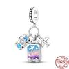 Copper Fashion Travel Airplane Luggage ThreePiece Set Charm Bead Charms Ideal For Women Authentic Bracelets Pendant Do It Yourself Jewellery
