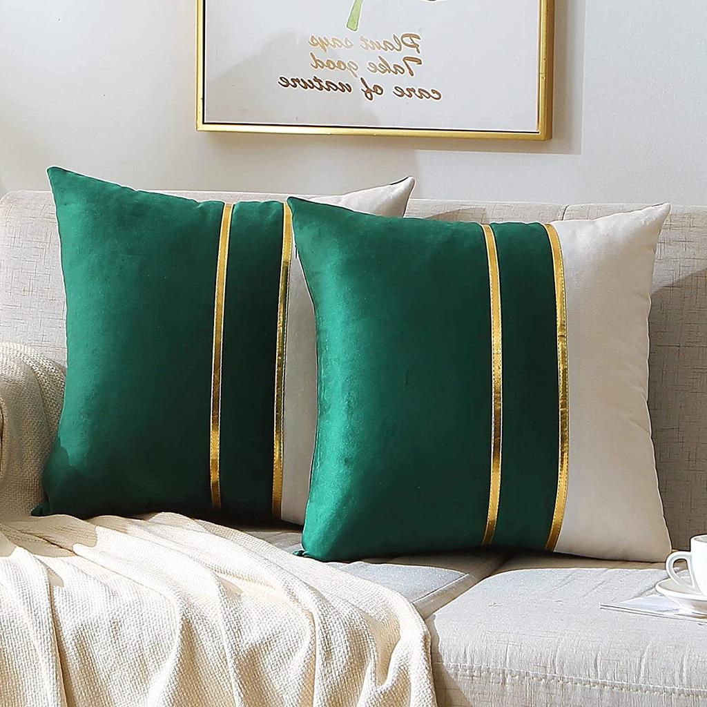 Bettkissen Nordischer Leichter Luxusstil Kissenbezug Goldene Steppung Kissen Auto Sofa Lendenstütze