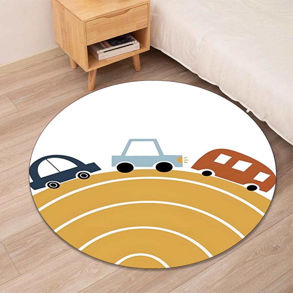Cute Cars Printed Round Rug Carpet Chair Rug Area Rug Entryway Doormats,for Office Chair Living Room Bedroom Kitchen Room.