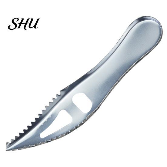 Fish Scale Scraper Double Row Sawtooth Sharp Convenient Perfect Fitting Comfortable Handle Kitchen Remove Scales Silver Color Stainless Steel Remover