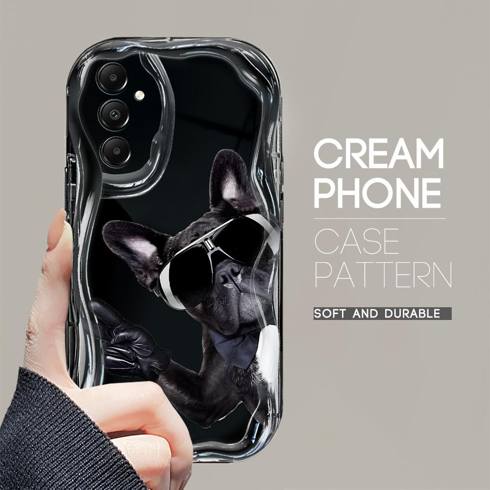 

Милый мультяшный узор, кремовая текстура, мягкий силиконовый чехол с волнистыми краями, чехол для телефона Samsung Samsung A06 чёрный