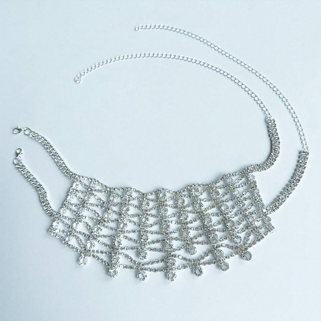 European And American Exaggerated Full Diamond Fringed Neck Chain Super Flash Light Luxury Temperament Dress Accessories Bridal Wedding Dress Evening