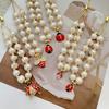Christmas Ladybug and Bee Handmade Bracelet with Zirconium and Freshwater Pearls