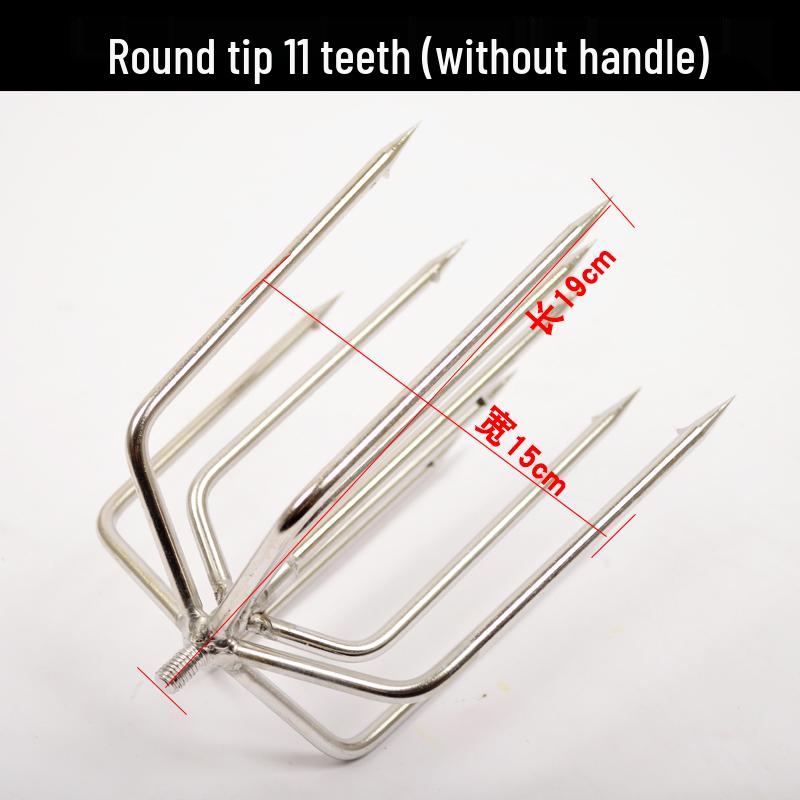 Stainless Steel Multi-functional Barbed Fish Spear Head - Handmade Flat Fork Lantern Design