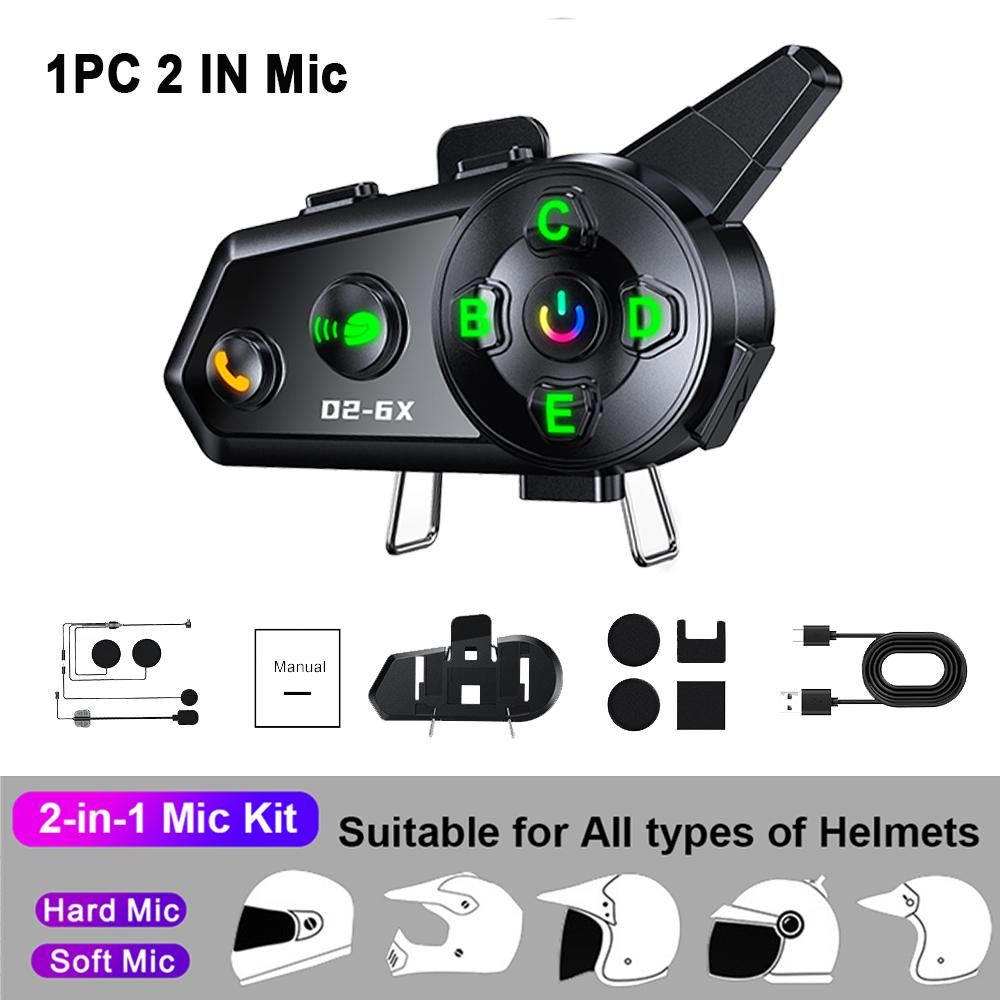 

Kebidumei Motorcycle Helmet Bluetooth Intercom 1000M Distance Interphone Waterproof for 6 Riders Multi-Scene Mixing Music Share