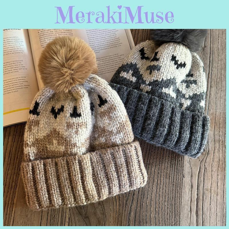 Retro Knitting Trendy High Top Beanie Warmth Comfort Autumn Winter Hat Female