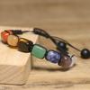 7 Chakra Square Bead Bracelet – Adjustable Boho Healing Jewelry, Balance Protection Gift for Men Women