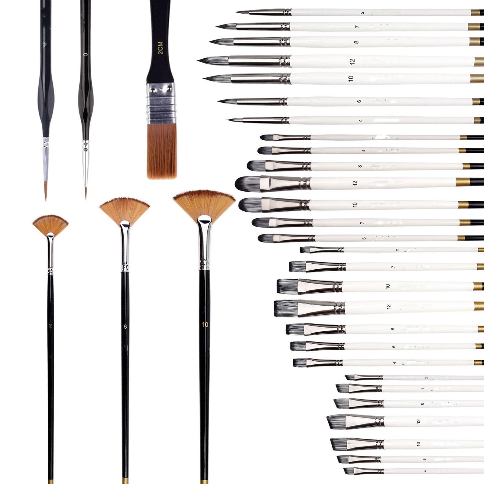 

Набор кистей для рисования, нейлоновая щетина, портативные профессиональные кисти для масляной, акварельной, гуашевой живописи, набор из 34 штук (Матовый