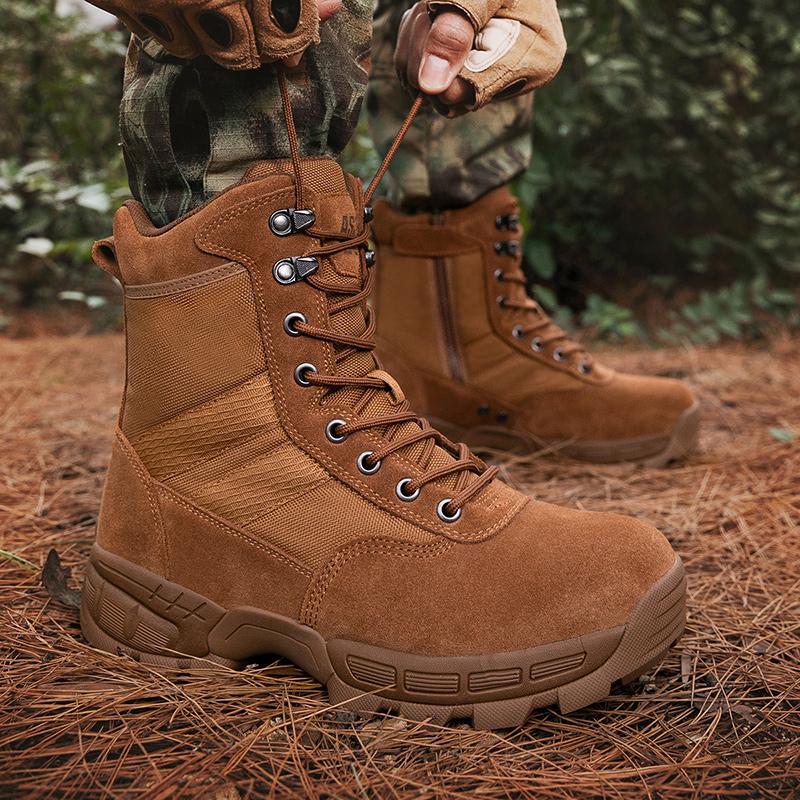 TUINANLE Men Climbing Boots Non Slip High Tops Platform Training Shoes Male Zipper Hiking Shoes