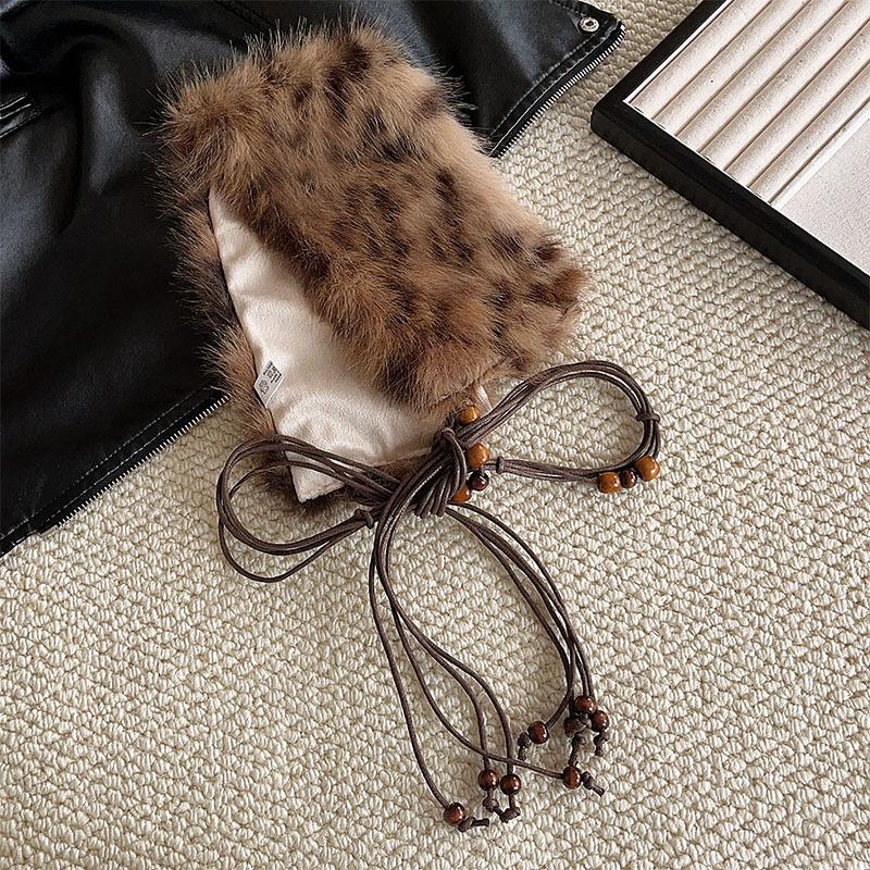 Y2K Leopard Furry Fur Belt Vintage Gothic Imitation Belts Sexy Hiphop Waistband Jeans Pants Decor Belt