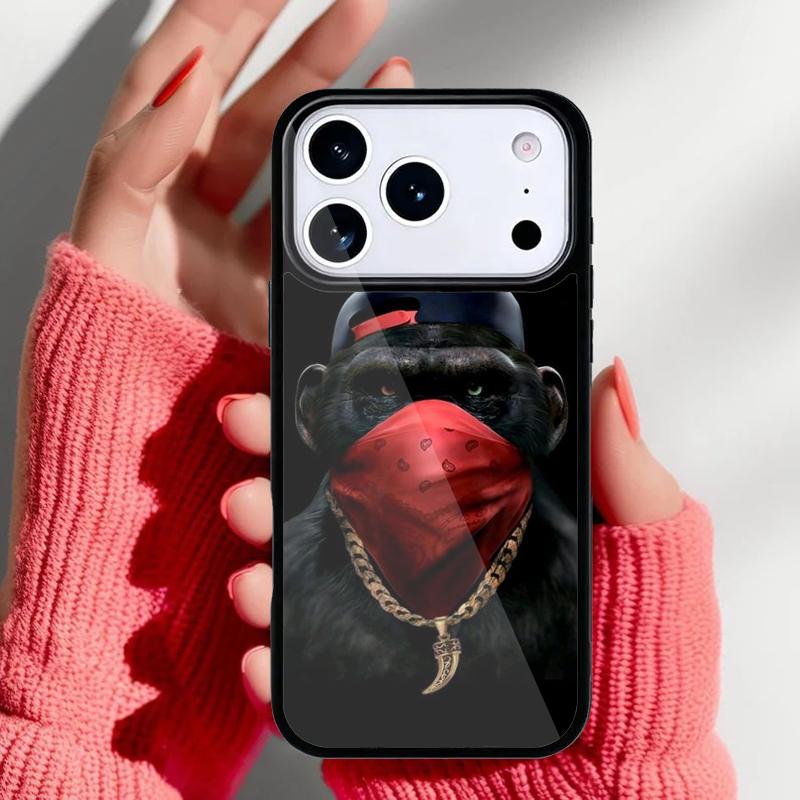 Funny Thinking Monkey With Headphone Phone Case for iPhone 17 16 15 14 13 Pro Max Back Cover for 12 11 Pro Coque