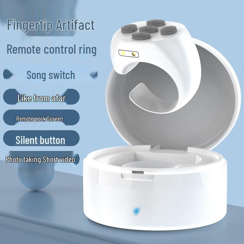 Bluetooth Finger Ring Remote Control with Charging Case: Camera & TikTok Selfie Controller