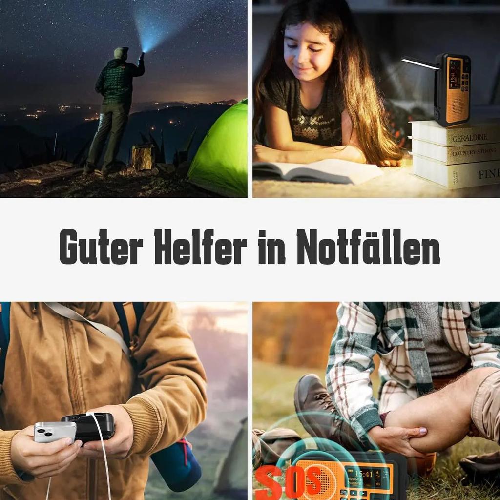 Multifunkční nouzové FM AM rádio Bluetooth reproduktory 5000mAh PowerBan DAB+ rádio Ruční klika Solární USB nabíjení