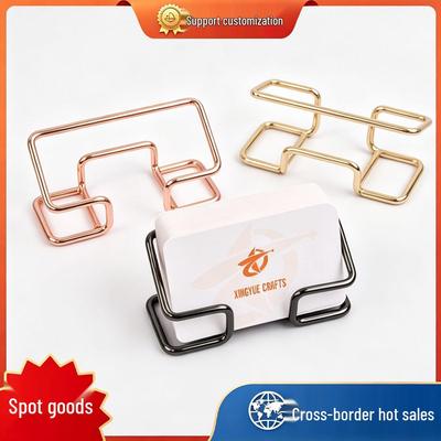Geometric Iron Art Business Card Holder - Creative and Simple Design
