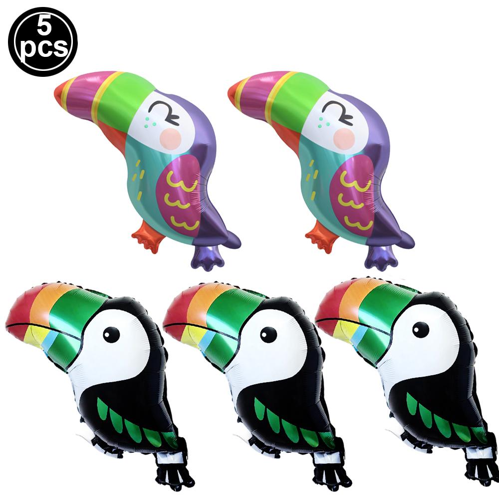 Summer Hawaii Theme Party Supplies Toucan Helium Balloons Banner Green & Multicolor Tropical Toucan Party Decoration Favors