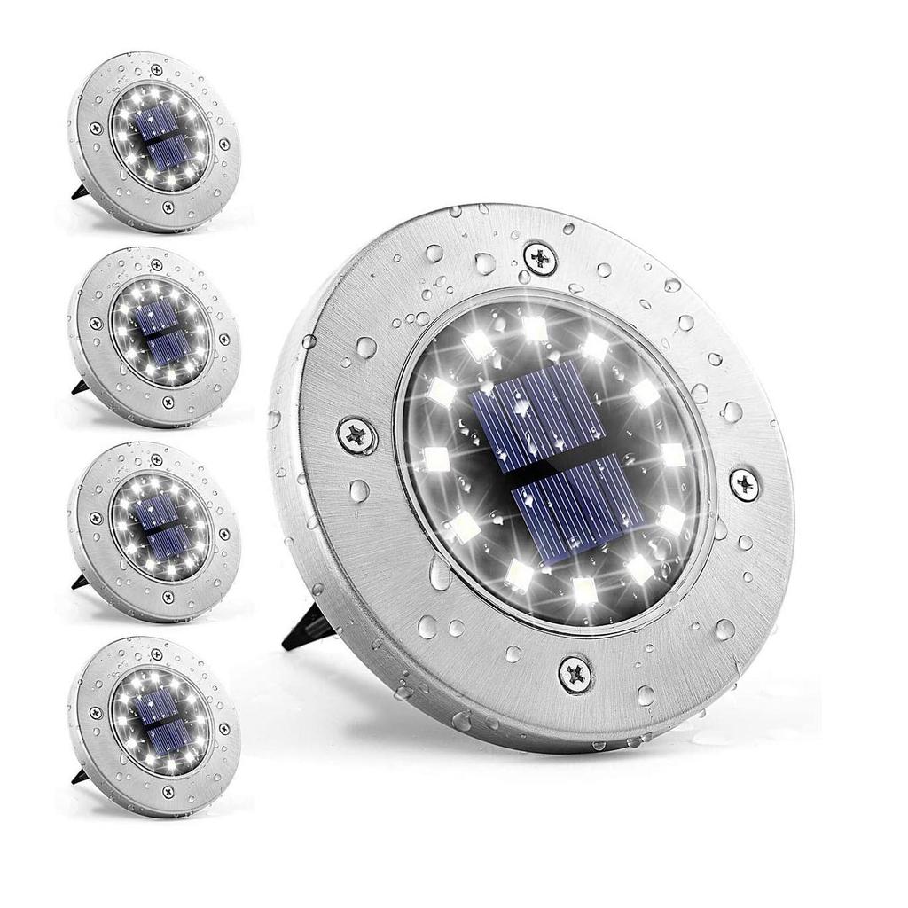 16-LED & 12-LED Stainless Steel Solar In-Ground Lights