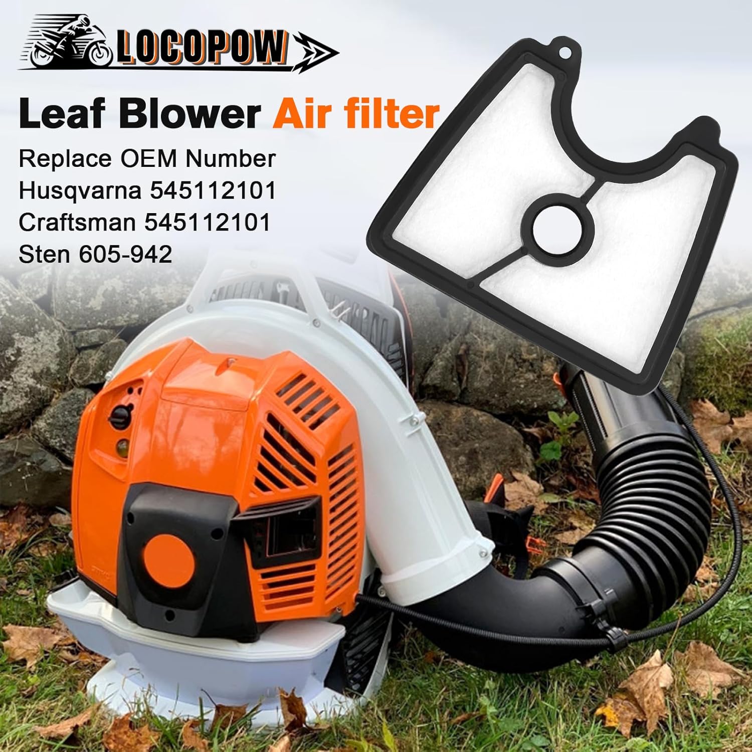 

2PC 545112101 Air Filter Part for Husqvarna 125B 125BX 125BVX Leaf Blower Jonsered B2126 BV2126 Blower Craftsman 358794810 358794811 Blower RED MAX