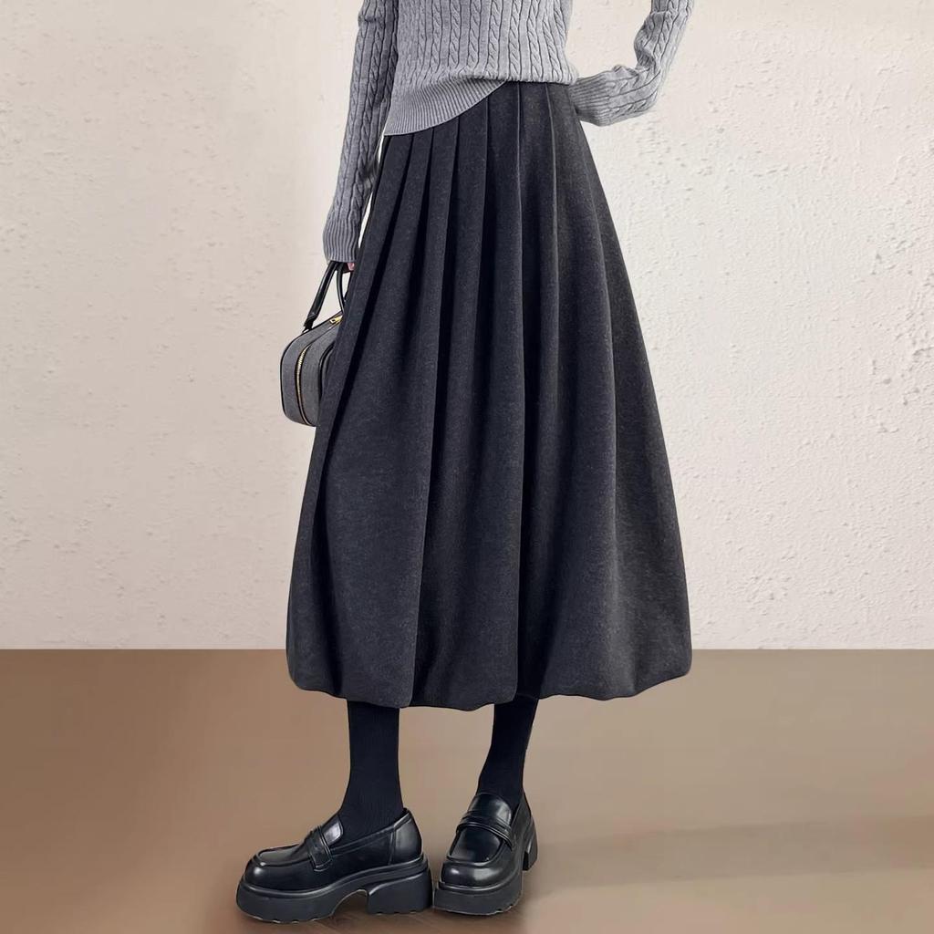 Woolen High-Waist Tulip Skirt for Women - A-line Autumn/Winter Slim Fit