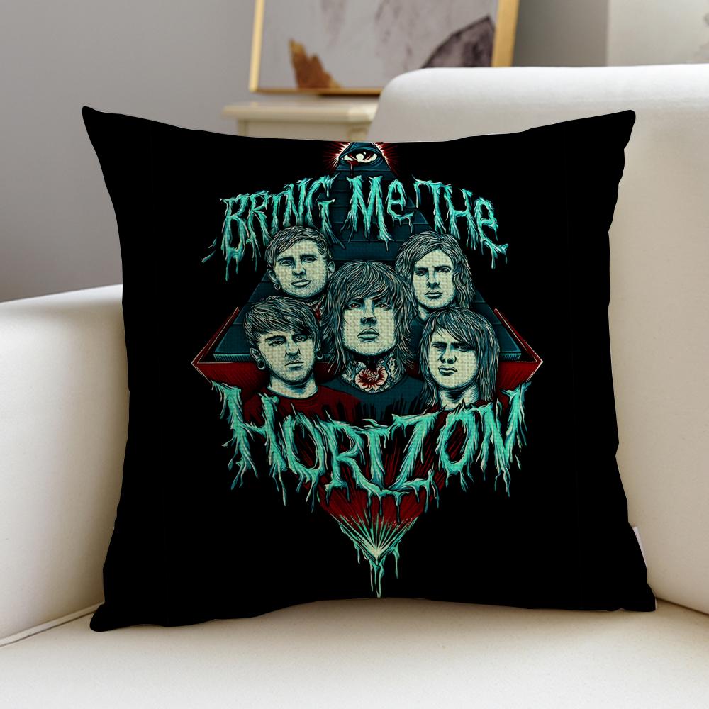 Metal BBring Me The HorizonS Cushion Cover Breathable and skinfriendly linen pillowcase square removable and washable cushion