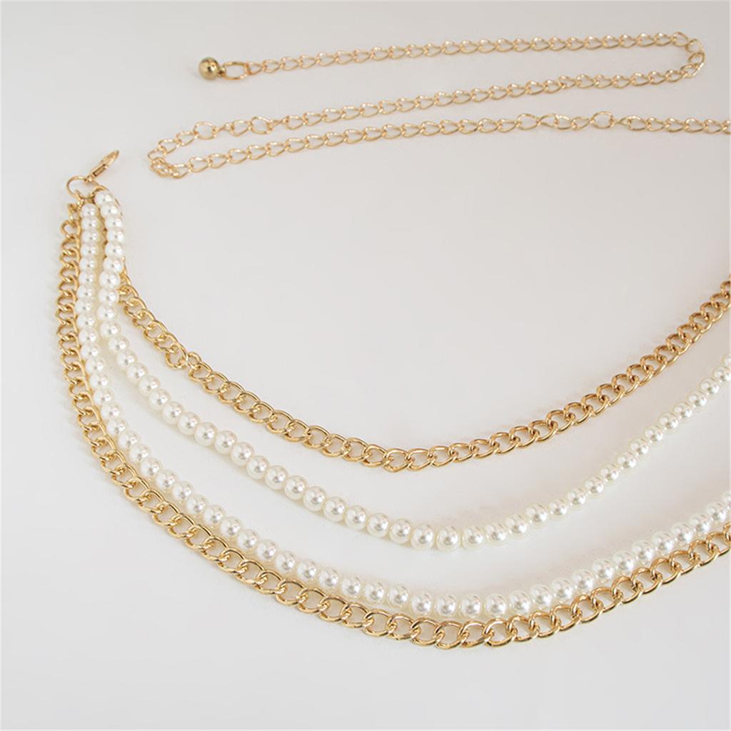 Shimmering Waist Chain for Female Fashion Pearl Wedding Chain Decorative Chain Belt Party Waistband Waist Accessories