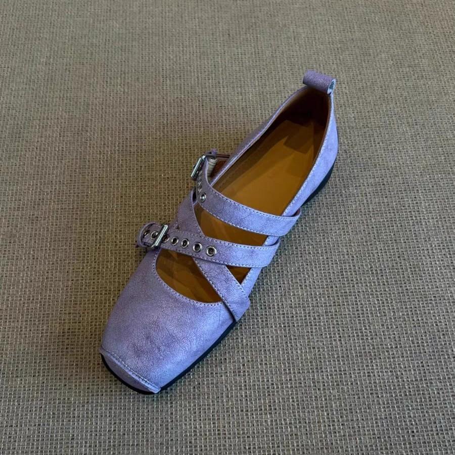 

Spot~ Fashion Design Belt Buckle Mary Jane Shoes Women s Head Pig Nose Cross Strap Thick Heel Single Shoes 35