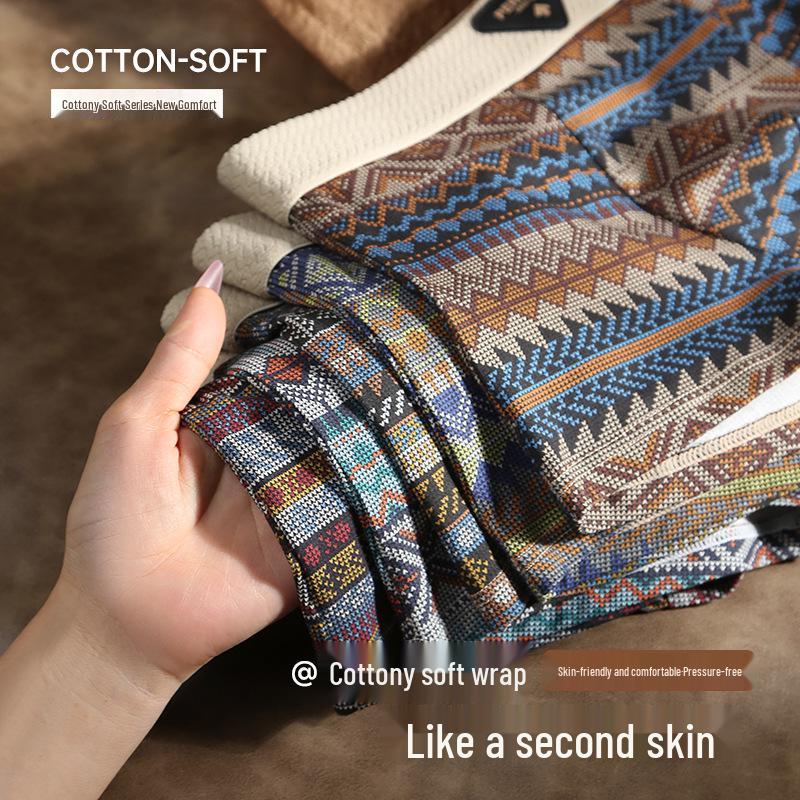 Ethnic Style Men's Luxury Cotton Boxer Briefs - Comfortable, Breathable, Mid-Rise Trunks