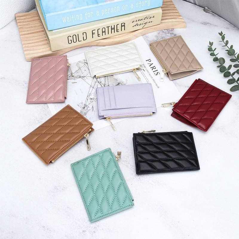 Leather Women's Mini Change Purse Multi-card ID Card Storage Bag Sheepskin Embroidery Driver's License Holder