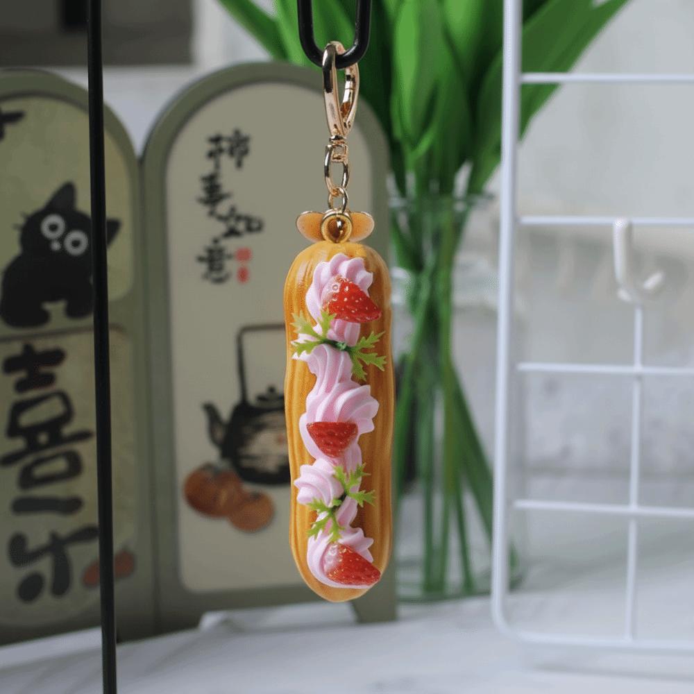Exquisite Bag Pendant Simulation Keychain Fashion Fruit Dessert Pendant  Gift Style 1