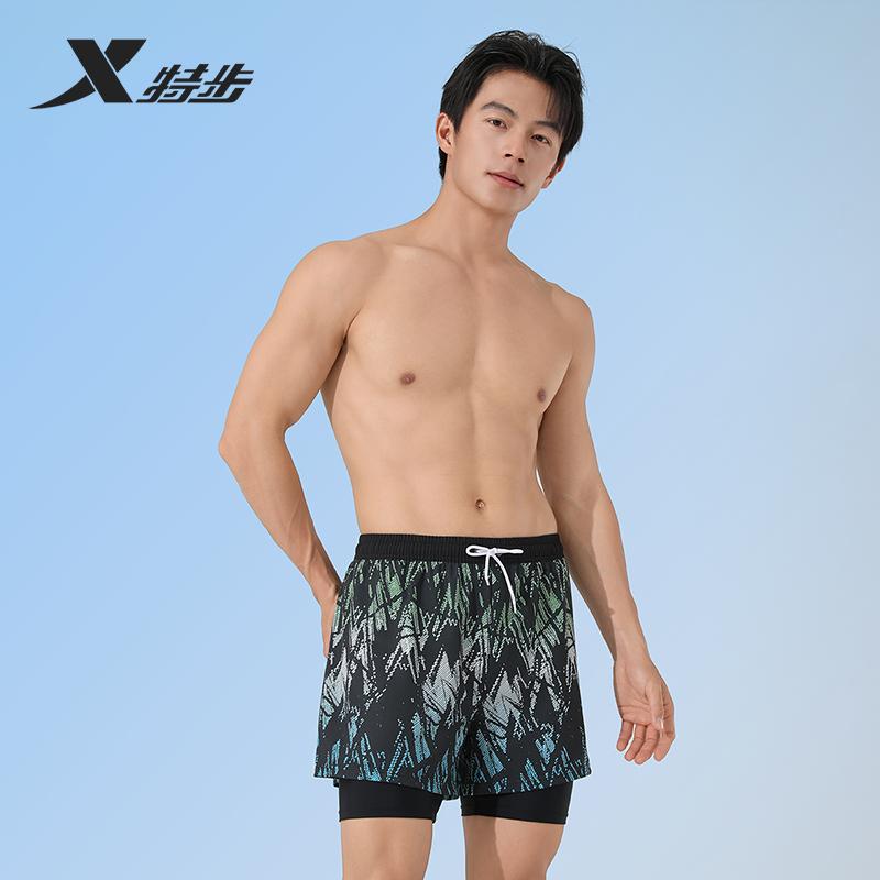 Xtep Men's Professional Sports Double Layer Swimming Shorts