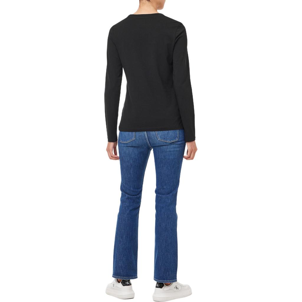 Calvin Klein Jeans Logo Straight Cut Crew Neck Long Sleeve T-Shirt Women Tops Black J225484BEH