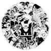 Black & White Japanese Manga Stickers - 50 Sheets for Notebooks, Phones, Waterproof Children's Creative Decoration